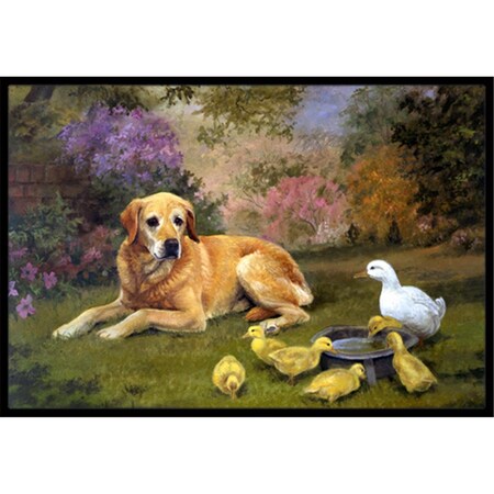 Carolines Treasures Yellow Labrador and Chicks Indoor or Outdoor Mat- 18 x 27 HEH0096MAT